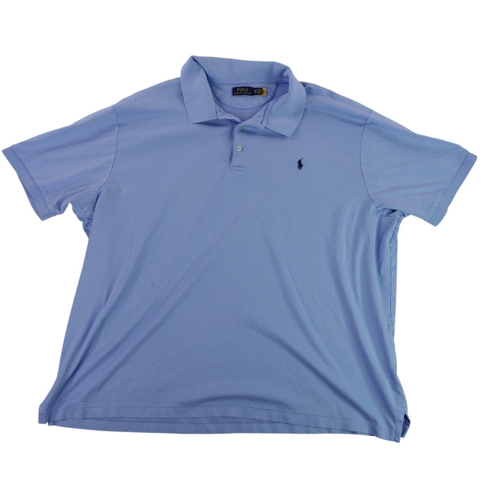 Polo Ralph Lauren Mens 4XB Blue Micro Dot Short Sleeve Polo Shirt Big & Tall - Picture 3 of 8